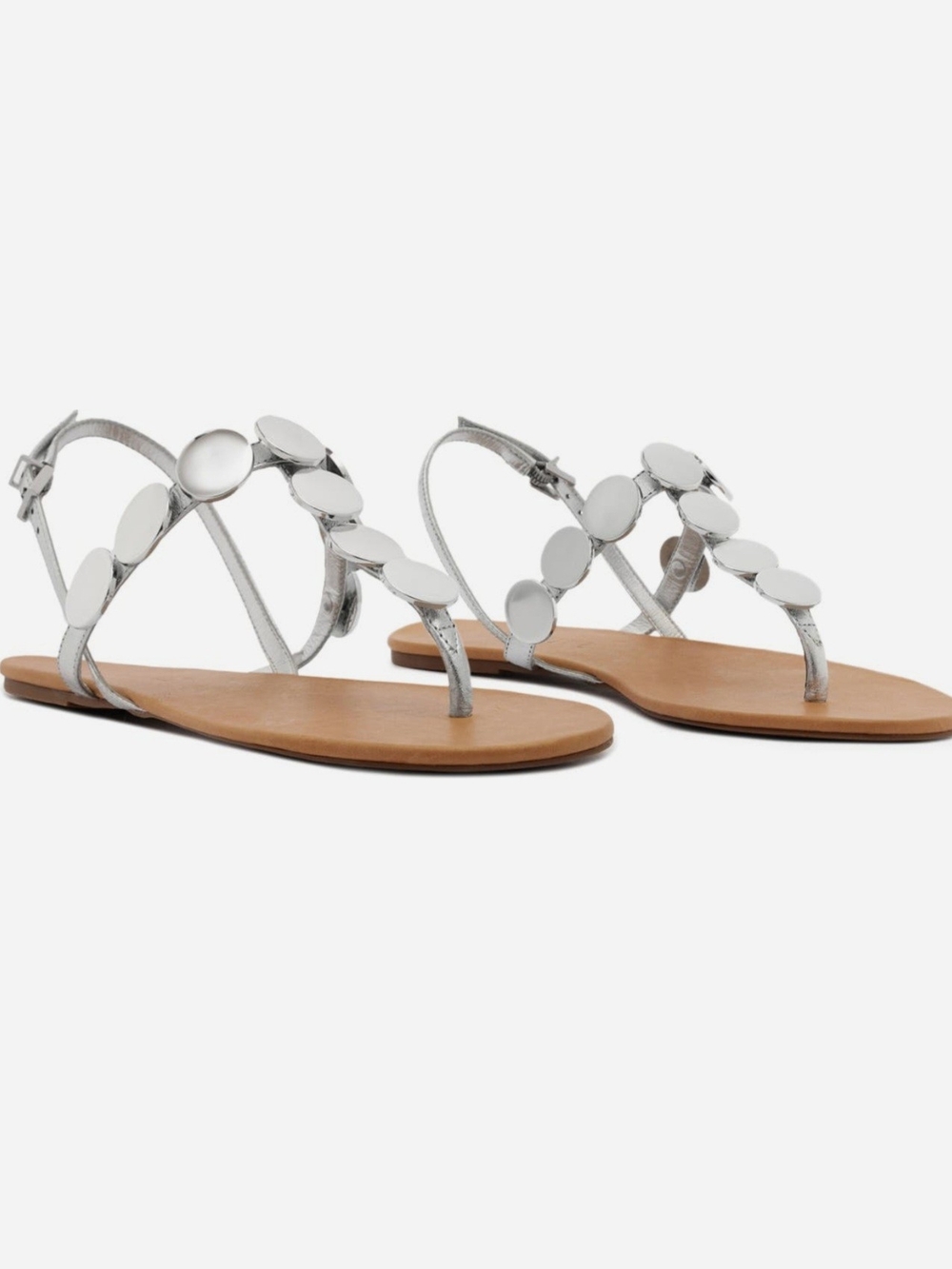 Schutz Silver Embellished Women's T-Strap Sandals
